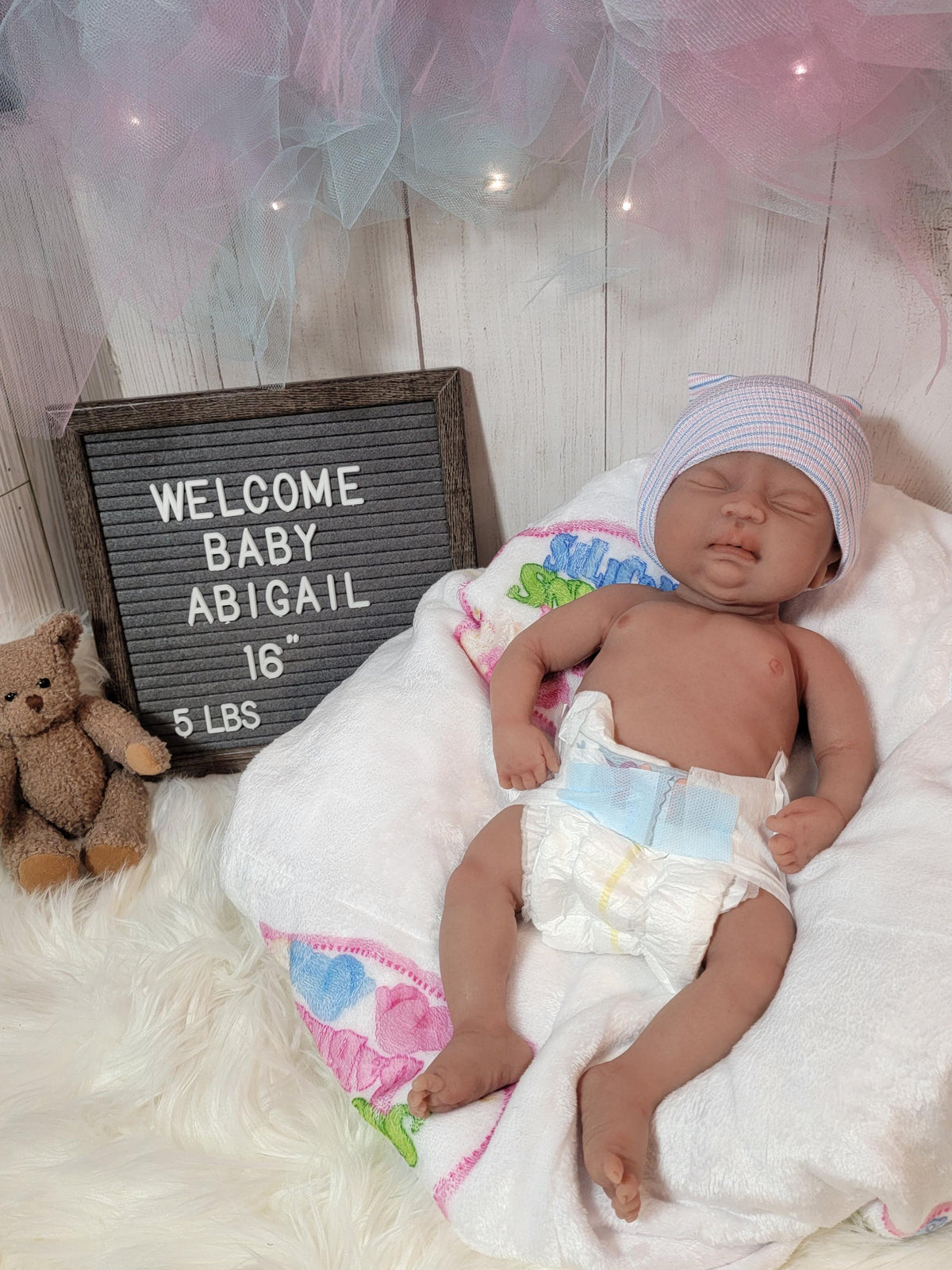 Authentic 16" Silicone Baby Doll - Abigail or Abraham Enhanced Realism Edition Handmade by Artist
