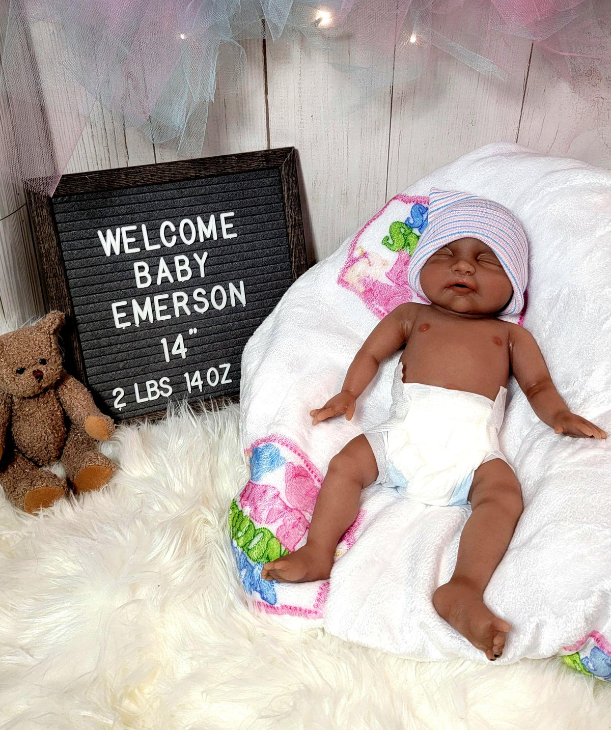 Authentic 14" Silicone Baby Doll Enhanced Realism Edition - Emerson Handmade by Artist