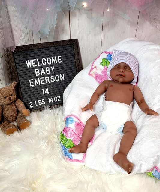 Authentic 14" Silicone Baby Doll Enhanced Realism Edition - Emerson Handmade by Artist