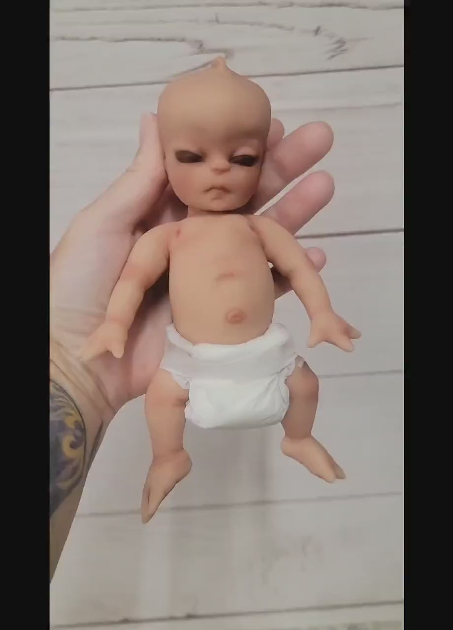 Authentic 7" Alien Silicone Baby Doll "Lunar" Handmade by Artist