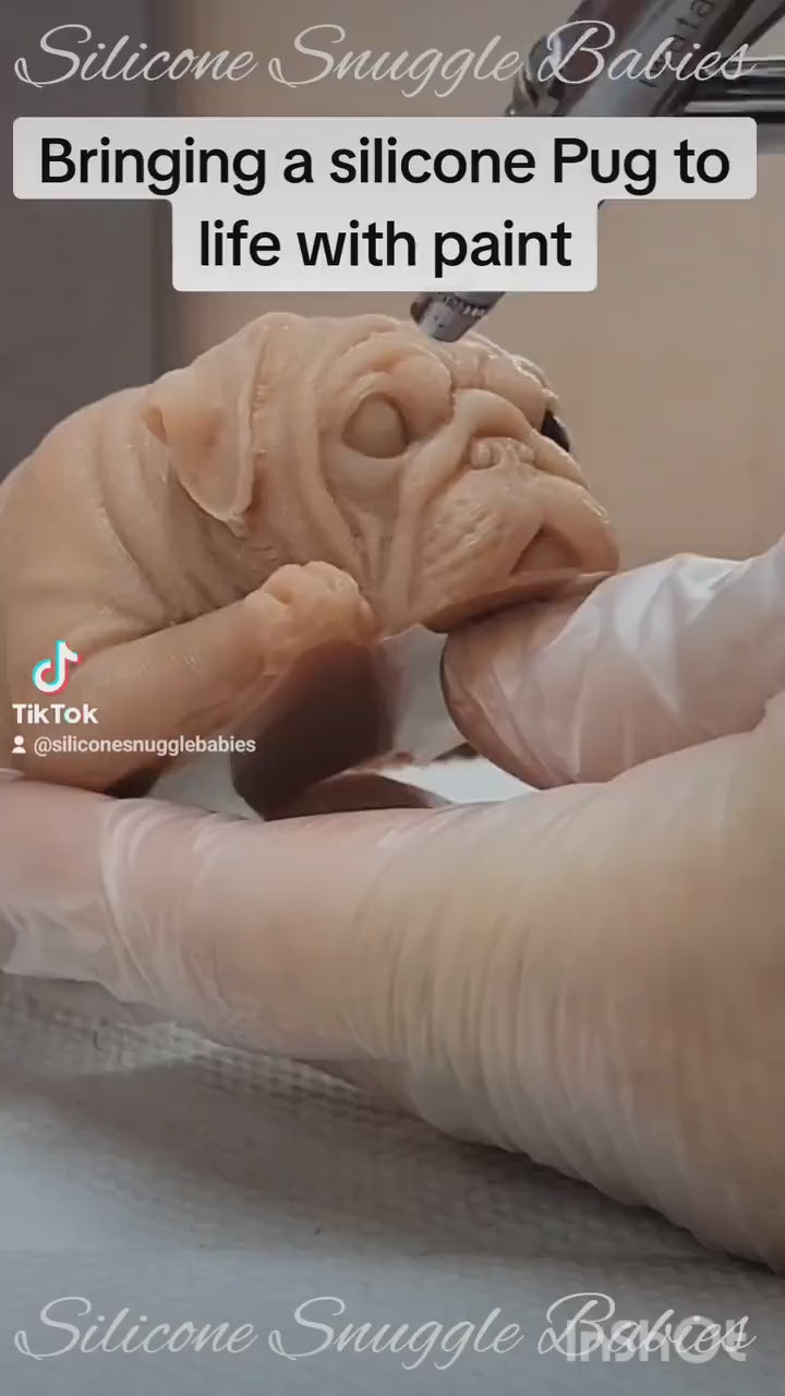 Handmade 5" Pug Full Body Silicone Shelf Sitter