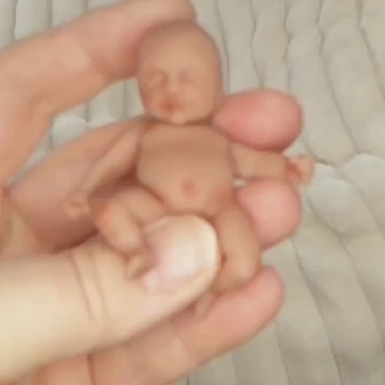 2.5" Miniature Silicone Baby Doll "Bailey" Handmade in USA Reborn Therapy or Gift Children Full Body