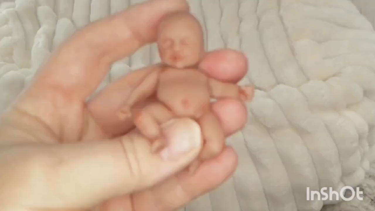 2.5" Miniature Silicone Baby Doll "Bailey" Handmade in USA Reborn Therapy or Gift Children Full Body